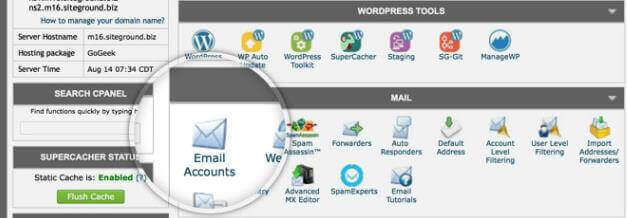 siteground wordpress, wordpress siteground, email option