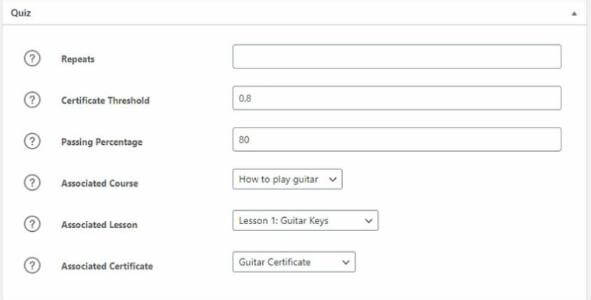 如何用WordPress搭建网络课程平台, 小测验设置