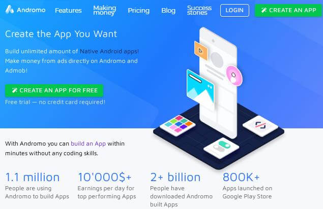 不懂编程也能开发跨境app, 跨境app, 傻瓜式app, 傻瓜式app开发工具, Andromo