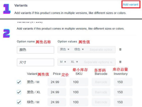 ShopBase无货源代发货跨境电商独立站建站, ShopBase教程, 多个属性设置价格