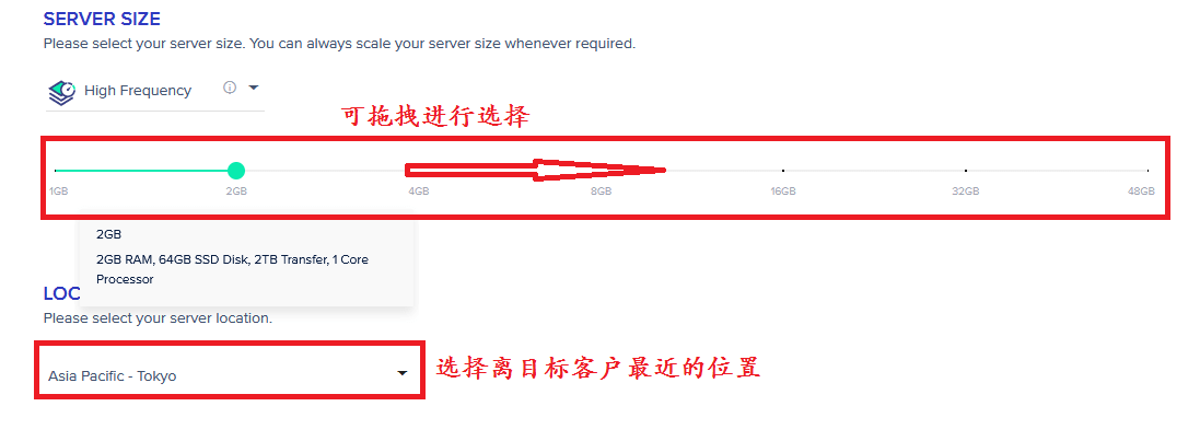 跨境电商独立站制作, Cloudways建站, choose server size