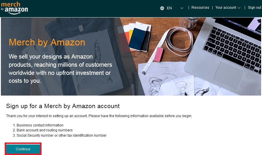 如何通过Merch by Amazon在亚马逊上出售按需打印商品, 亚马逊上出售按需打印商品, continue