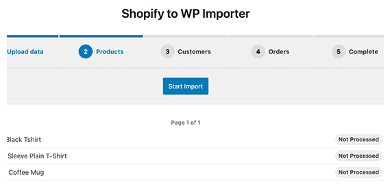 跨境电商店铺迁移：从Shopify到WooCommerce, 跨境电商迁移, 从Shopify到WooCommerce, Start Import